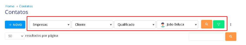 Filtro para contatos