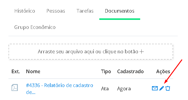 Na aba documentos clique no ícone em forma de lápis