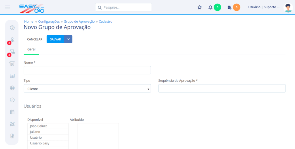 Preencha o formulário de cadastro e clique para salvar
