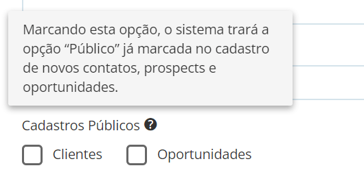 Cadastros Públicos possuem duas flags, clientes e oportunidade