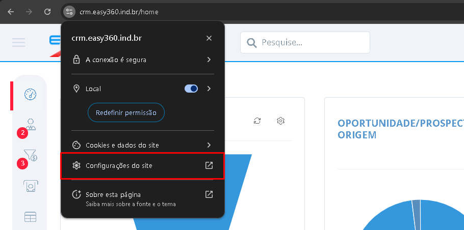 acesse configurações