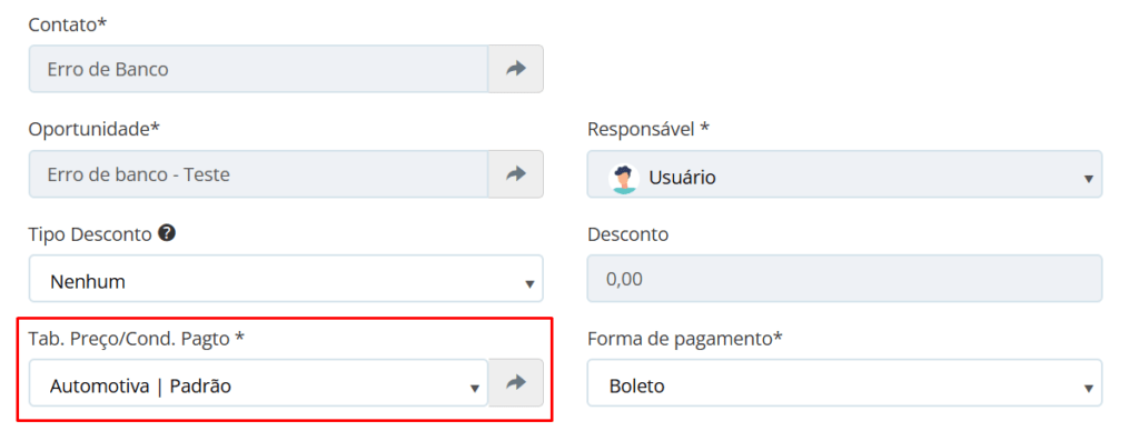 Localize o campo Tab. Preço/Cond. Pagto
