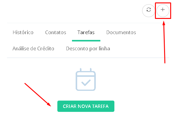 Clique no botão + ou em criar nova tarefa