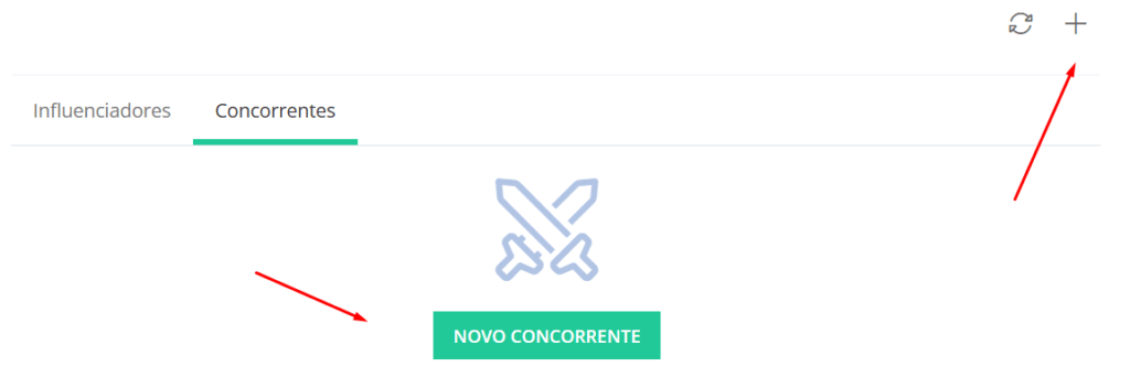 Clique no botão + ou novo concorrente