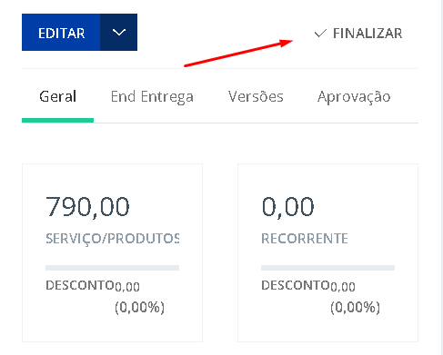 Clique no botão finalizar