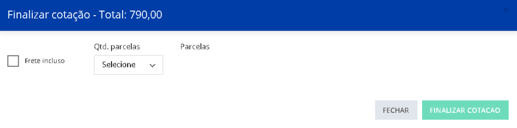 Preencha os campos e clique para finalizar cotação
