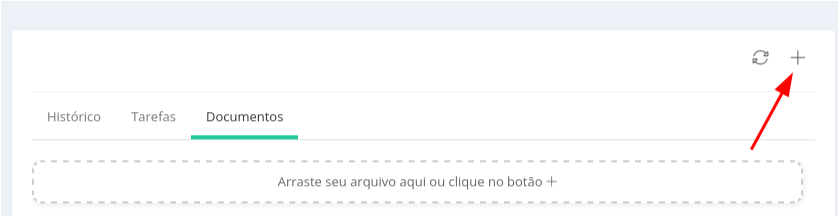 Na aba documentos clique no botão + para adicionar o documento