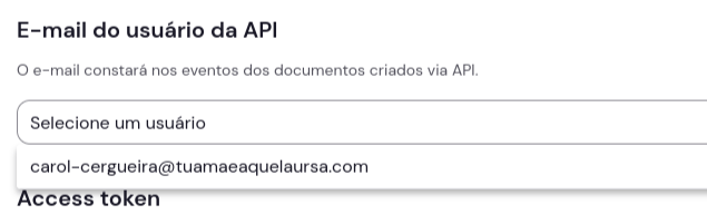e-mail do usuário da API no clicksign