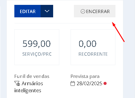 Clique no botão encerrar